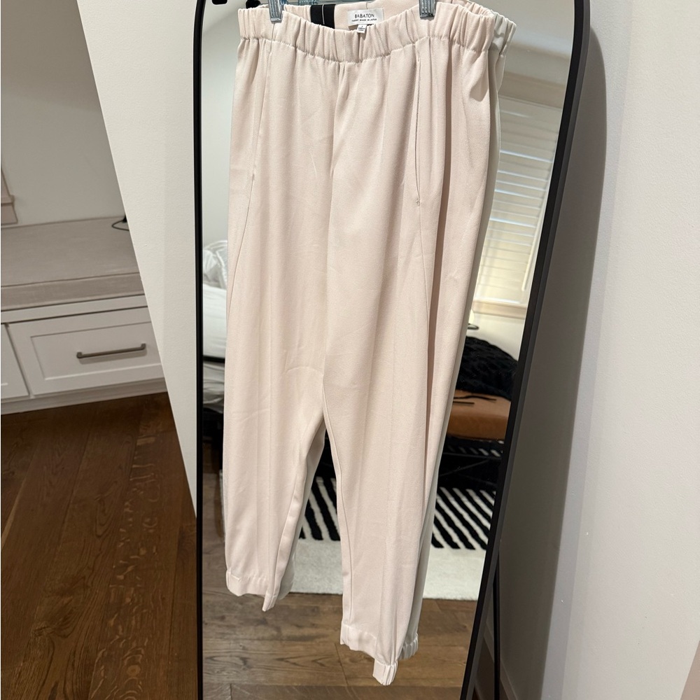 Babaton Cream Elastic Waist Trousers